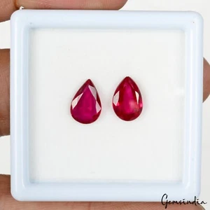 Par de piedras preciosas facetadas de pera sueltas hidrorubí rosa rojo rosa de 9*6 mm para hacer joyas - Imagen 1 de 6
