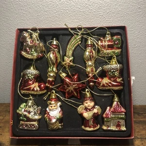 Vintage Miniature Plastic Christmas Ornaments 2007 Lot Of 12 - Picture 1 of 9