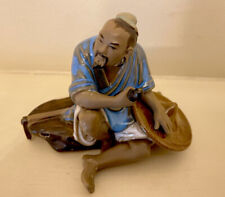 Ceramic Chinese Wise Holy Seated Mudman Mud Man Statue Figurine