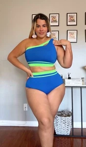 **Womens High Waisted Bikini Sets Sporty Crop Top Color Swimwear XL size NEW - Picture 1 of 10