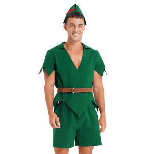Mens Outfit Costume Elf Role Play Clubwear Tops Shorts Christmas Clothing Felt