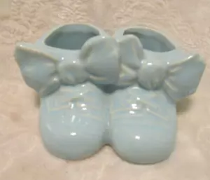 Vintage ~ 1940er McCoy glänzend blau ~ Baby Booties Pflanzgefäß ~ unbeschriftet - Bild 1 von 7