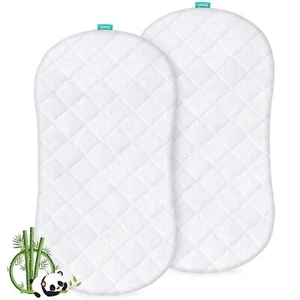 Bassinet mattress protector, waterproof breathable bamboo viscose, 2 pack - Picture 1 of 8