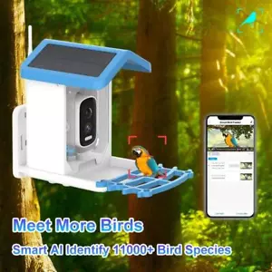 Smart Bird Feeder 1080P Camera Solar Panel Low Power Night Vision IPX6 WIFI 4G - Picture 1 of 24