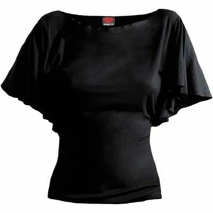 Spiral Gothic Elegance Boat Neck Bat Sleeve Top Black • Local Stock • Gothic - Picture 1 of 1