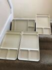Vintage TUPPERWARE ~ Almond Divided Luncheon Trays Set Of 4 TV Camping Pot Luck