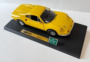 Anson 1:18 Ferrari Dino 246 GT Yellow Die-Cast Model Car with Box - Picture 1 of 13