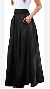 Maxi falda formal plisada satinada negra para mujer Kira talla XL - Imagen 1 de 9