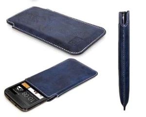 caseroxx Bolsa estilo "business" para HTC One Mini (M5) en azul fabricado con cu - Imagen 1 de 4