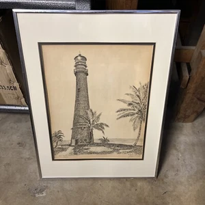 Cape Florida lighthouse Stone House Prints Joseph R Nutt print signed numbered - Picture 1 of 8