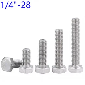 1/4"-28 UNF Fine Thread Stainless Steel Hex Head Bolt Hex Head Cap Screws DIN933 - Picture 1 of 4
