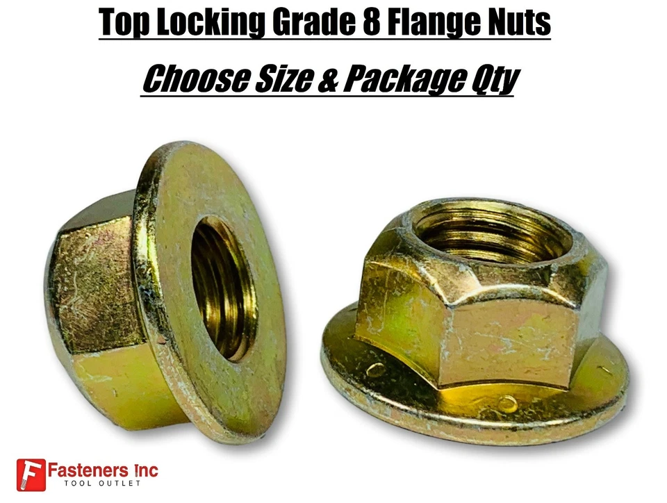 Grade 8 Top Locking Hex Flange / Frame Nuts Zinc Yellow (Choose Size & Qty) - Image 1 of 1