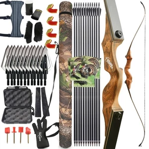 20-60lbs 60" Archery Recurve Bow Set Takedown Target Hunting Shooting RH LH - Picture 1 of 24