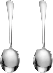 2 pcs Stainless Steel Large Buffet Serving Spoons - Long Handle, Round Head - Picture 1 of 7