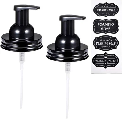 SheeChung 2 Pack Mason Jar Foaming Soap Dispenser Lids for Standard Black  - Image 1 of 4