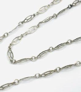 VTG Designer Retro Signed Sterling Silver Ring Link Necklace 23.5” Long - Picture 1 of 4