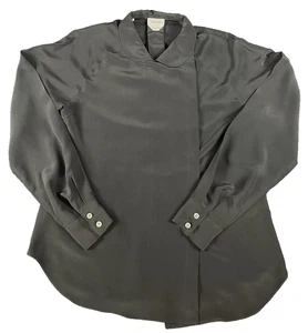 Tahari Shirt Womens 12 Silk Hidden Button Blouse Career Work Top Hong Kong - Picture 1 of 9