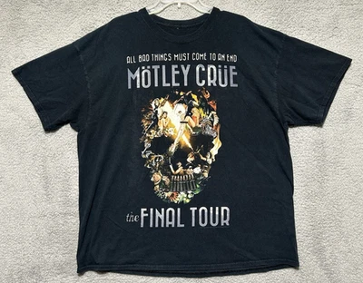 Motley Crue Concert T-Shirt The Final Tour 2015 Black Rock Metal Hair Band XL - Image 1 of 4