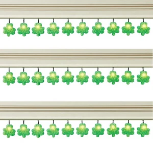 Collections Etc LED Lighted St. Patrick's Day Shamrock String Lights NO SIZE - Picture 1 of 2