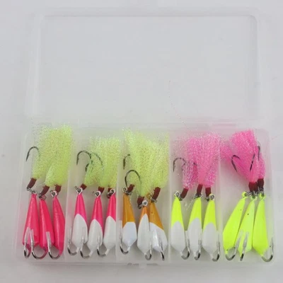 Plantillas de pesca Pompano de 5 piezas con ganchos teaser flash plantillas de pesca de surf 1/4-1/2 oz Foto 1 de 4