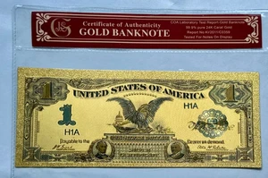 1899 Black Eagle Silver Certificate 24K Gold Foil. Protective Holder/COA - Picture 1 of 3