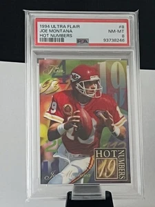 🔥🏈 1994 Ultra Flair Joe Montana #8 Hot Numbers Insert Card graded PSA 8 - Picture 1 of 6