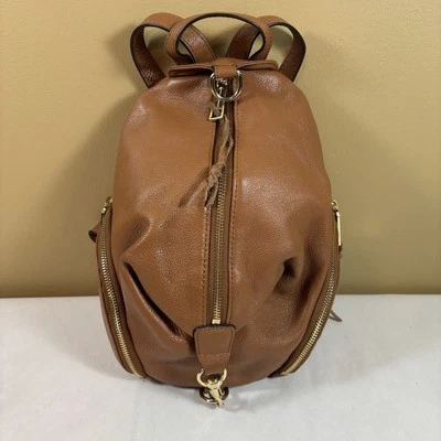 Mochila ajustable de cuero suave marrón caramelo REBECCA MINKOFF Julian usada en excelente estado Foto 1 de 4