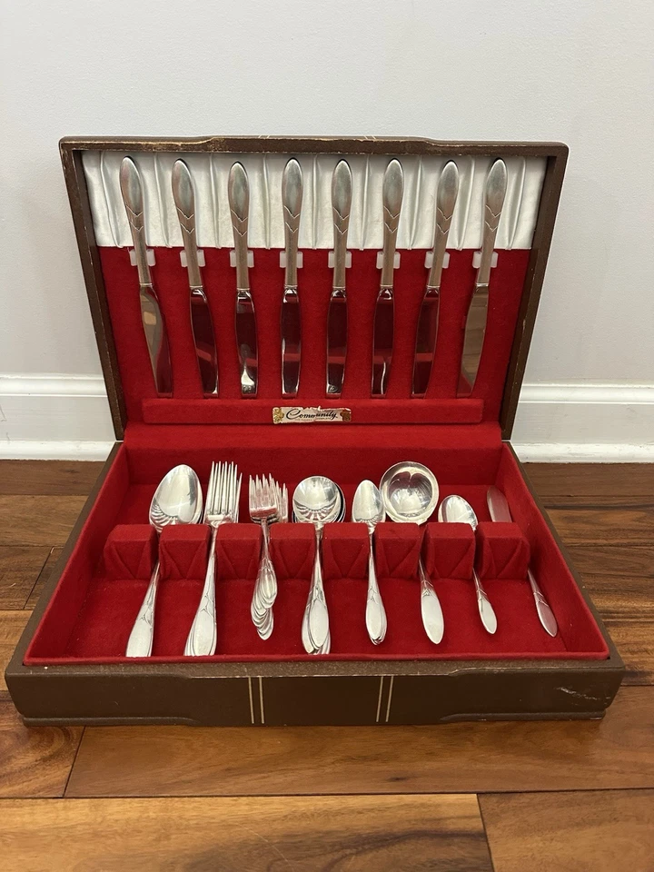 Juego de cubiertos vintage Oneida Lady Hamilton Community con cofre 45 piezas. Foto 1 de 4