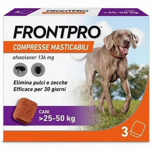 FRONTPRO Cani 25-50 kg – 3 Compresse Masticabili Antiparassitarie con Afoxolaner - Foto 1 di 5
