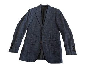 Thom Sweeney Herren Anzug blau kariert Wolle/Seide/Leinen Größe IT46 - Bild 1 von 8