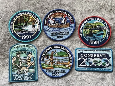 ЛОТ ИЗ 6 ПЕНСИЛЬВАНСКИХ КОМИССИОННЫХ НАШИВОК С РЫБОЙ И ЛОДКОЙ НОВЫЕ - Изображение 1 из 4