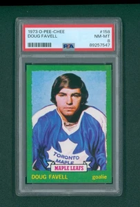Tarjeta de hockey O-Pee-Chee 1973 - #158 Doug Favell, PSA 8 casi nueva/como nueva - Imagen 1 de 2