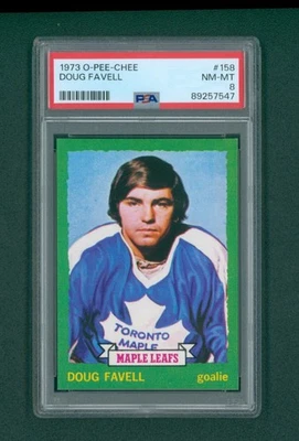 1973 O-Pee-Chee Hockey Card - #158 Doug Favell, PSA 8 NM/MT - Image 1 of 2