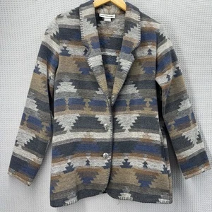 Abrigo Chaqueta Tejida David Benjamin Southwestern De Colección Mujer Talla 8 Dos Botones Tribal - Imagen 1 de 9