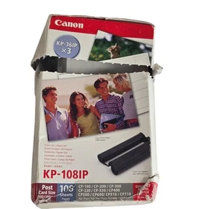 Juego de papel de impresión de casetes de tinta a color Canon KP-108IP tamaño de tarjeta postal 108 hojas - Imagen 1 de 4