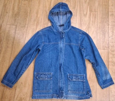 Blassport 女式连帽牛仔拉链夹克复古小号蓝色 — 第 1/4 张图片