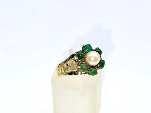 Ring 8K 333 Gold mit Akoya Perle & Türkise um 1950 RG 53 - Bild 1 von 4