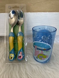 Juego de cuchara/tenedor Viacom Bob Esponja 2001 Patrick Star Blue Cup Plus nuevo en paquete - Imagen 1 de 6