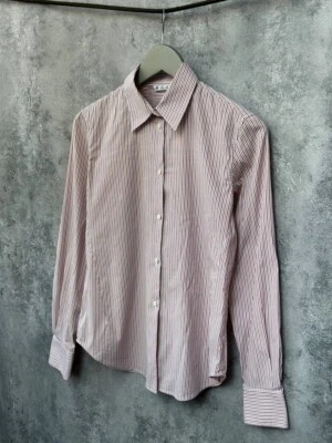 Camisa Loro Piana Abotonada Rayas Oxford Rosa/Blanco Manga Larga Para Mujer Talla 42 Foto 1 de 4