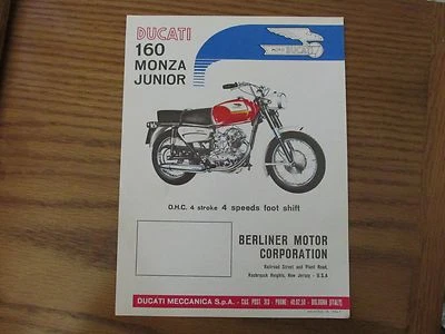 DUCATI 160 MONZA JUNIOR 4 VELOCIDADES FOLLETO ESPECIFICACIONES FOLLETO Foto 1 de 2