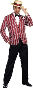 Good Time Charlie Adult Mens Costume 1920s 20s Red Striped Jacket Halloween - Picture 1 of 3