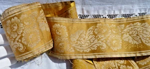 ALTES GELBES DAMAST-SEIDEBAND 19. Jh. von 5 m19 Länge - Bild 1 von 8