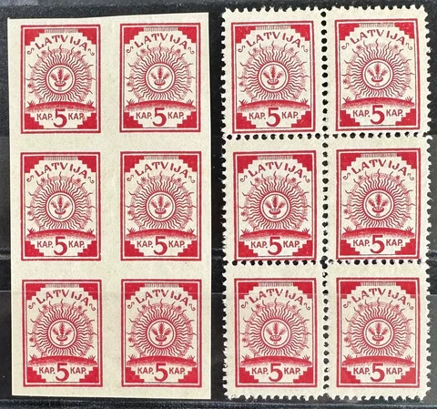 Latvia, Latvija, Sc1-2; Mi 1 I- 2 I; MNH/** printed on maps blocks of six Cover
