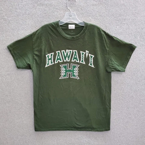 Hawaii Rainbow Warriors Men T-Shirt Large Olive Logo Fanatics Short Sleeve Tee Cover