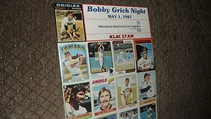 Bobby Grich Night Sheet of Baseball Cards 1971 - 1987 - Picture 1 of 3
