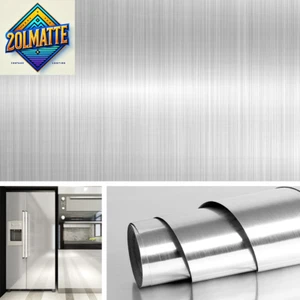 Brushed Nickel Peel and Stick Wallpaper Silver Stainless Steel Contact Paper for - Picture 1 of 12