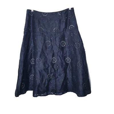 Falda Saint Tropez West para mujer talla 10 negra mezcla de lino ojales Foto 1 de 4