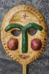 2 Lg PaperMache Paper Pulp Mask Japanese Kabuki Chinese Masquerade Beijing Opera - Picture 1 of 7