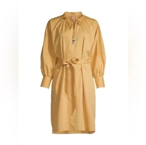 Boss by Hugo Boss Yellow 'Sand' Minimalist Tunic Style Dress Belted Size 14 - Picture 1 of 14