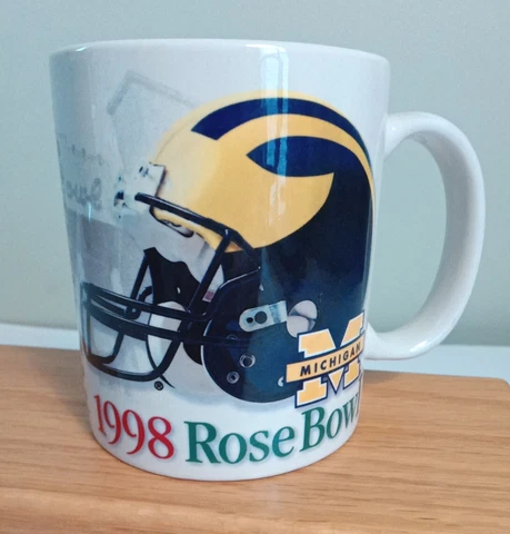 U Of Michigan Wolverines 1998 Rose Bowl Coffee Mug With Schedule Result Official Cover
